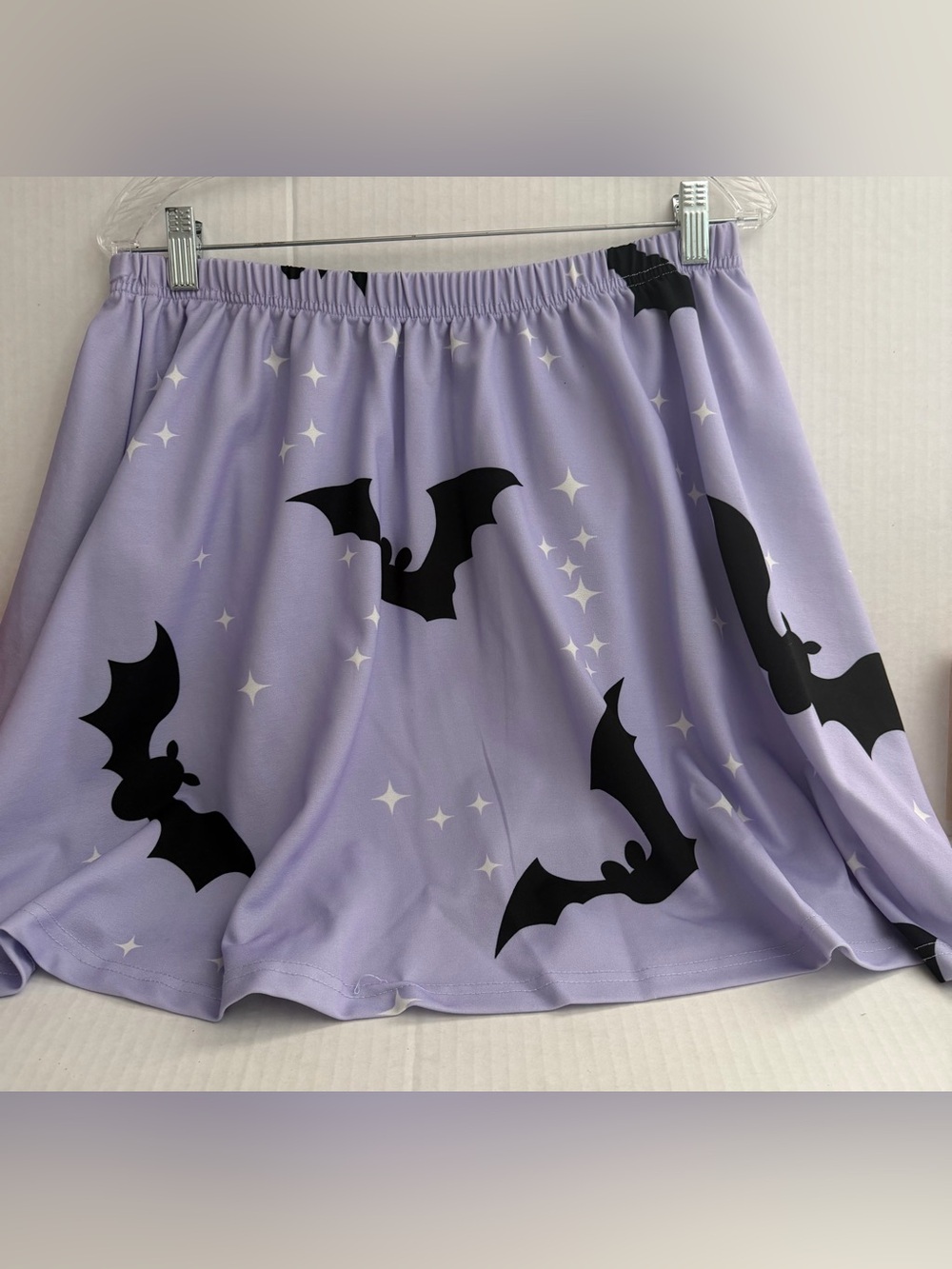 SHEIN Lavender A-Line Skirt with Black Bat Print
